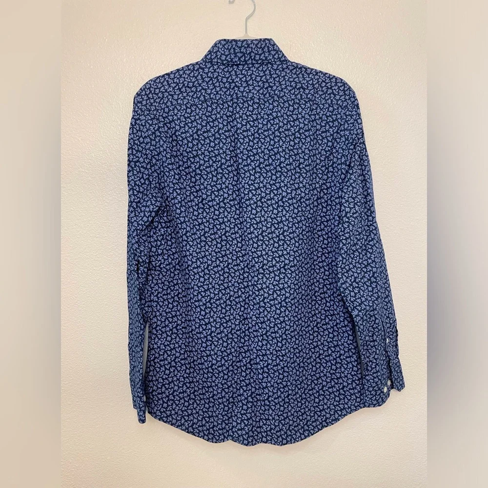 Banana Republic Men’s Slim Fit Navy and White Floral‎ Cotton Shirt Size M
